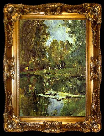 framed  Valentin Serov Pond in Abramtsevo. Study, ta009-2